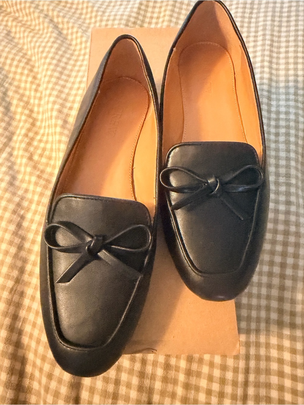 J. Crew Black Leather Bow Loafers for Women